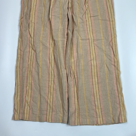 American Eagle Linen Blend Stretch Waist Striped Wide Leg Pants Medium NWOT - Picture 7 of 14